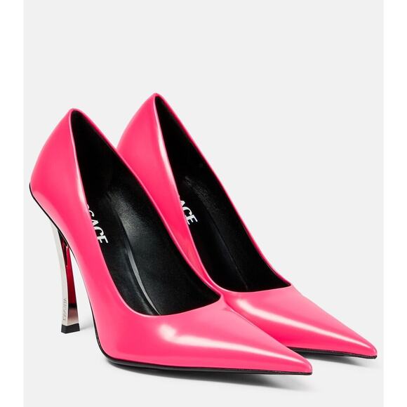 Versace Pin Point Size 39/ US 9 Leather Pointed Toe Pump Heels Pink NIB $1,325 - Picture 1 of 13